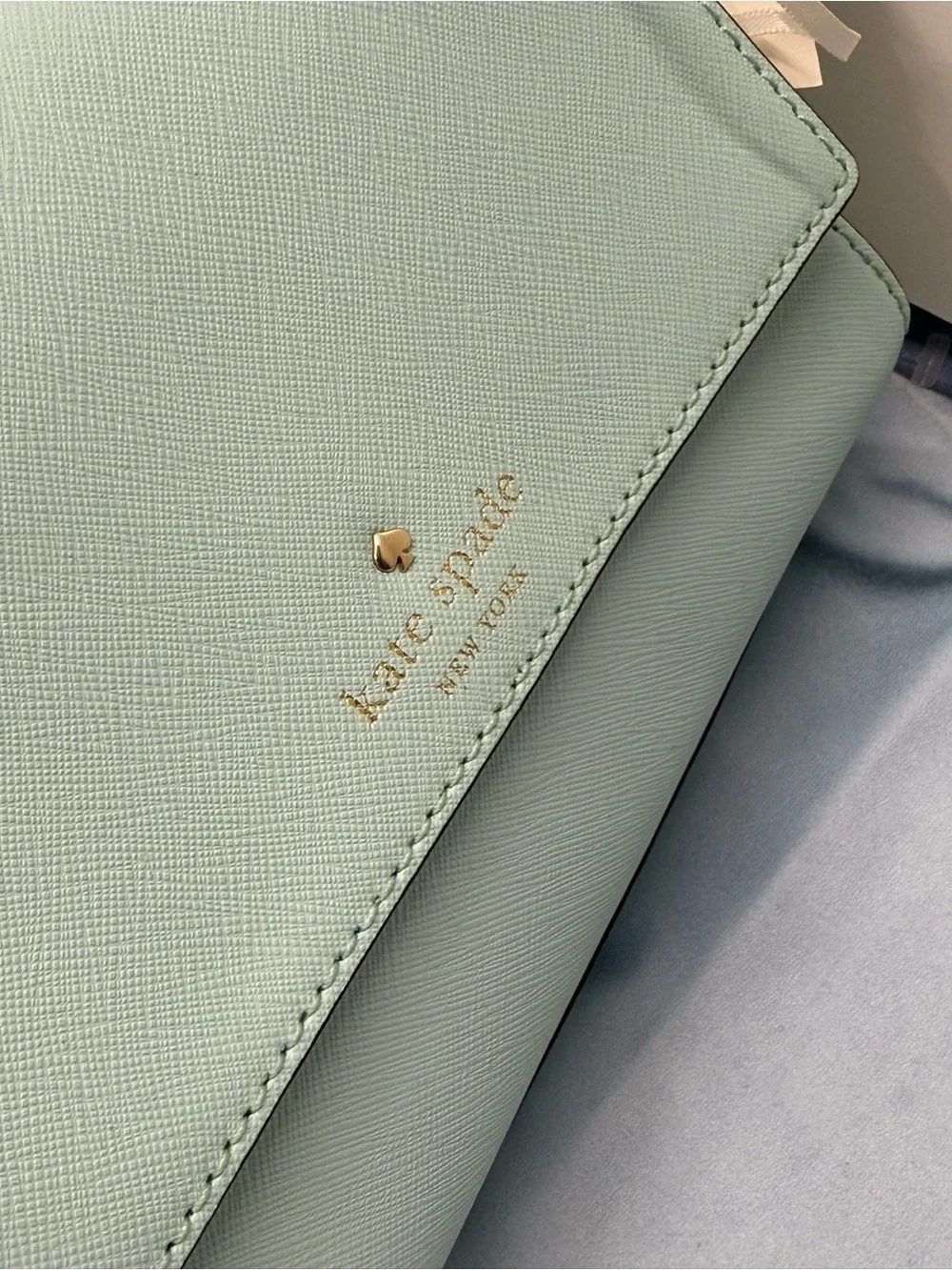 (new+tag) Kate Spade mint green saffiano leather crossbody bag grace blue
